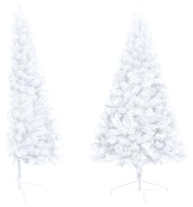 Jumătate brad Crăciun pre-iluminat cu set globuri, alb, 210 cm