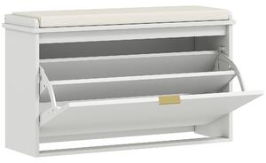 HOMCOM Bancă pentru Pantofi cu Raft Interior Reglabil și Detașabil, 80x26x47.5 cm, Alb și Bej | Aosom Romania