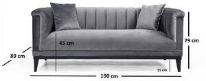 Canapea Fixa cu 2 Locuri Trendy, Gri Inchis, 190 x 89 x 79 cm