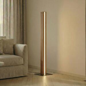 Lucande Lampadar LED Lieske, negru, stejar, dimabil, reglabil, Lemn, Camera de zi / sufragerie, Lemn, Modern