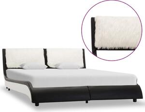 Cadru de pat, negru și alb, 140 x 200 cm, piele ecologică
