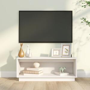 Comodă TV, alb, 90x35x35 cm, lemn masiv de pin