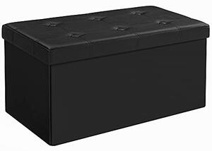 Puf pliabil din piele artificială, negru 76x38x38cm