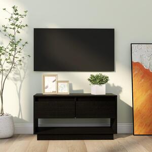 Comodă TV, negru, 74x34x40 cm, lemn masiv de pin
