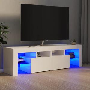 Comodă TV cu lumini LED, alb extralucios, 140x36,5x40 cm