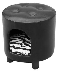 PawHut Pătuț Cușcă cu pernă pentru câine pisică, negru, 39x39x42 cm