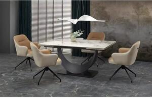 Masa extensibila FERNANDO, alb/negru, ceramica/metal, 160/240x92x75 cm