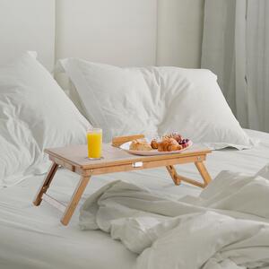 Homcom Măsuță pentru pat, pentru Laptop cu Sistem de Răcire, din Bambus, 55x35x22-30cm