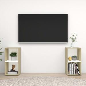 Comode TV, 2 buc., alb și stejar Sonoma, 72x35x36,5 cm, PAL