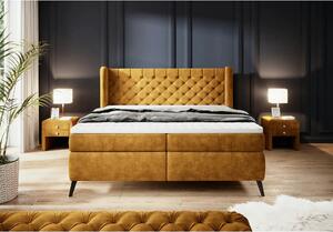 Pat boxspring MADISON 180x200, stofa catifelata gri - Salvador 14, cu