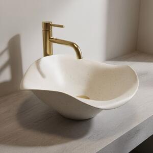 Rea ART, lavoar ceramic de blat 390x390x160 mm, lucrat manual, model HM-35B, imitație piatră-bej, REA-U1959