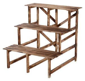 Outsunny scara ghiveci 3 etajere din lemn de brad, 80x80x80 cm | Aosom Ro