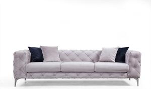 Canapea Fixa cu 3 Locuri Favalli, Chester, Gri deschis, 230 x 90 x 73 cm