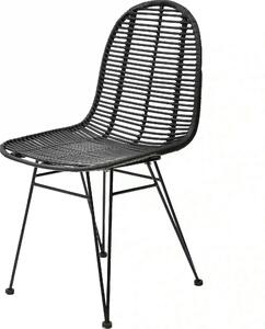 Scaun K337, negru, rattan natural/metal, 44x55x90 cm
