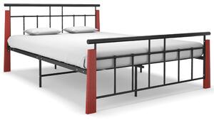 Cadru de pat, 140x200 cm, metal și lemn masiv de stejar