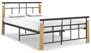 Cadru de pat, 120x200 cm, metal și lemn masiv de stejar