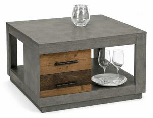 Masuta cafea Fulda, gri ciment/lemn antichizat, PAL, 80x80x46 cm