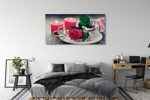 Tablouri canvas Rose inima lumânare