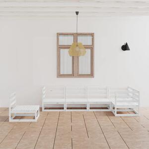 Set mobilier de grădină, 6 piese, alb, lemn masiv de pin
