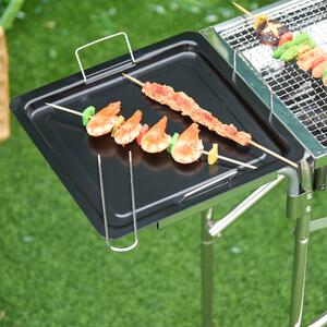 Barbecue cu Carbon BBQ Grill Outsunny cu Blat de Sprijin in Otel Inox | Aosom RO