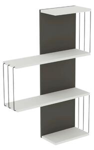 Raft CAMBEL, alb/gri antracit, PAL melaminat, 64x19x96 cm