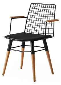 Set 2 scaune TREND 961, negru/nuc, piele ecologica/metal, 43x39x82 cm