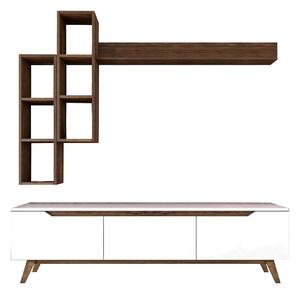Mobilier living 893RAN1239, alb/nuc, PAL melaminat, 4 piese