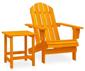Scaun de grădină Adirondack cu masă, portocaliu, lemn de brad