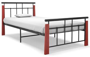 Cadru de pat, 100x200 cm, metal și lemn masiv de stejar