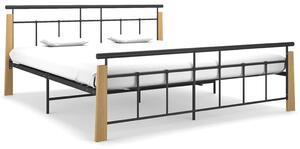 Cadru de pat, 180x200 cm, metal și lemn masiv de stejar