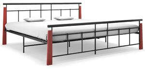 Cadru de pat, 200x200 cm, metal și lemn masiv de stejar