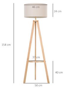 HOMCOM Lampa de Podea din Lemn cu Intrerupator de Pedala, Design Modern, pentru Living sau Dormitor, 154cm Inaltime | Aosom Romania