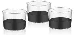 Set 3 boluri DRK0006, negru, sticla, 100 ml