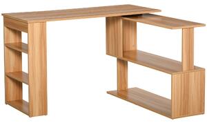 Birou din lemn cu 5 rafturi, birou in unghi, masa de birou maro, forma L: 120x100,33x74,29cm HOMCOM | Aosom RO