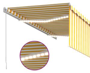 Copertină retractabilă manual cu stor&LED galben & alb 3x2,5 m