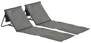 Outsunny Set 2 Șezlonguri Pliabile cu Unghi Reglabil și Buzunar cu Fermoar, 142x51x40 cm, Albastru | Aosom Romania