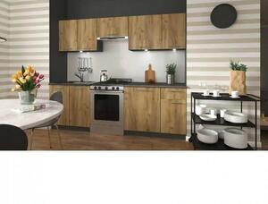 Set bucatarie DARIA, stejar craft/gri cu efect de marmura, PAL laminat
