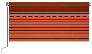 Copertină retractabilă manual stor&LED portocaliu&maro 3x2,5 m