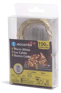 Aigostar -LED Ghirlandă pentru exterior 150xLED/8 funcții 3xAA 15,3m IP44 alb cald