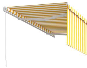 Copertină retractabilă manual cu stor, galben&alb, 3,5x2,5 m