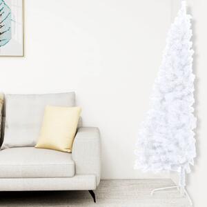 Jumătate brad de Crăciun cu suport, alb, 120 cm, PVC