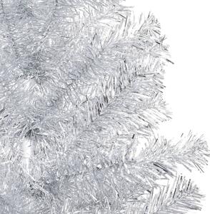 Brad Crăciun pre-iluminat cu set globuri, argintiu, 120 cm, PET