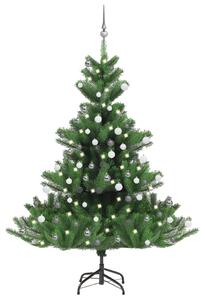 Pom Crăciun artificial brad Nordmann LED&globuri verde 180 cm