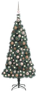 Brad de Crăciun artificial LED-uri&globuri verde 120 cm PVC&PE