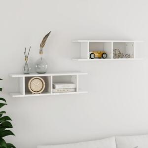 Rafturi de perete, 2 buc, alb extralucios, 78x18x20 cm, PAL