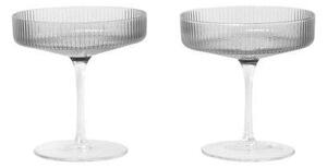 Ferm LIVING - Ripple Champagne Saucers Set of 2 Smoked Grey