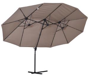 Outsunny Umbrelă de Soare Dublă, Umbrelă din Poliester Anti-UV, Impermeabila, 270x460x250 cm, Maro