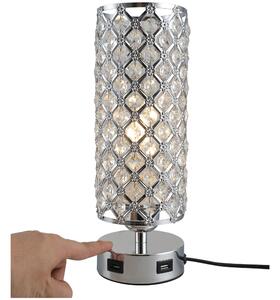 Homcom Lampa de Masa cu Abajur de Cristal 2 Porturi USB si Intensitate a Luminii Reglabila Touch