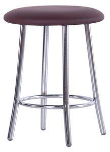 Scaun dining de tip taburet Talli Chrome, piele ecologica N-32, maro inchis