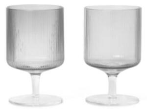 Ferm LIVING - Ripple Wine Glasses Set of 2 Smoked Grey ferm LIVING
